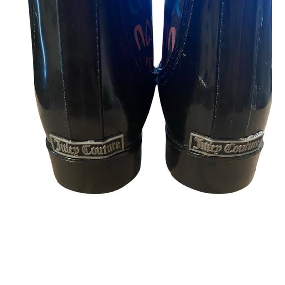 Juicy Couture Womens Rain Boots 7 Black Brand Spell Out Garden Waterproof - Picture 6 of 12